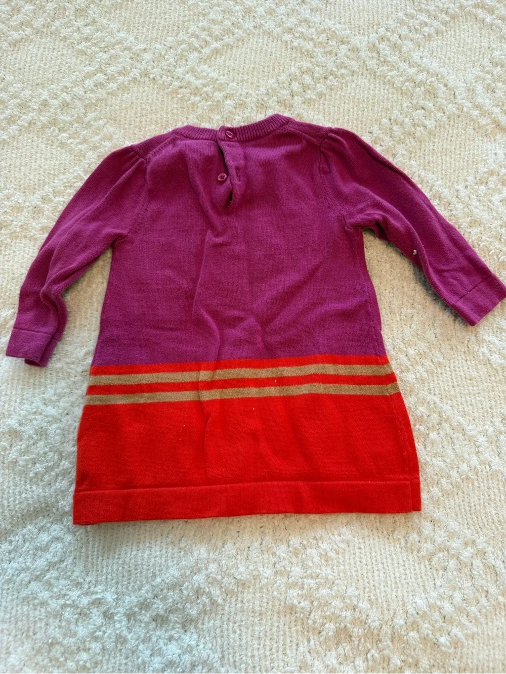 GAP Girls Colorblock Crewneck Sweater Dress in Magenta and Red